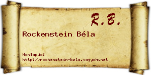 Rockenstein Béla névjegykártya