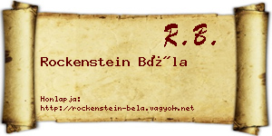 Rockenstein Béla névjegykártya